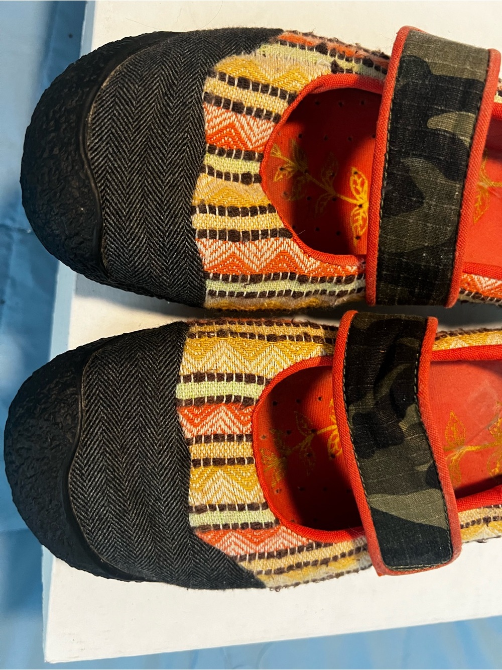 Keen Multicolor Woven Mary Jane Flats with Orange Trim - Picture 7 of 8